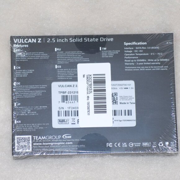 NWT T-Force Vulcan Z 2TB 2.5” Solid State Drive SATA III 6Gb/s SSD Hard Drive Th - Picture 2 of 2